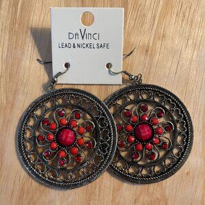Bundle 3 for $12. DaVinci Dangle Earrings with Red Stones.